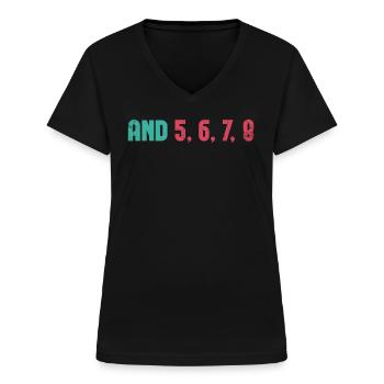 Und 5, 6, 7, 8 Design Für Cheerleader Cheer Girls - Frauen-T-Shirt mit V-Ausschnitt - Schwarz - Vorne - Lela (165cm)