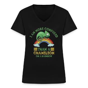 Ich Bin Verwirrter Als Ein Chamäleon - Frauen-T-Shirt mit V-Ausschnitt - Schwarz - Vorne - Lela (165cm)