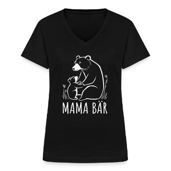 Mama Bär - Muttertag Geschenk - Frauen-T-Shirt mit V-Ausschnitt - Schwarz - Vorne - Lela (165cm)