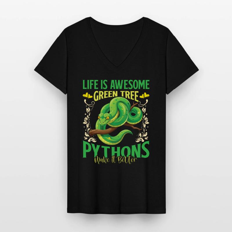Green Tree Python Women's V-neck T-shirt