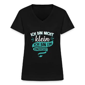 Ich bin nicht klein Ich bin ein Konzentrat Spruch - Frauen-T-Shirt mit V-Ausschnitt - Schwarz - Vorne - Lela (165cm)