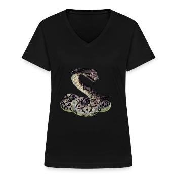 Schlange - Frauen-T-Shirt mit V-Ausschnitt - Schwarz - Vorne - Lela (165cm)