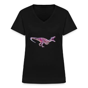 Dinosaurier - Frauen-T-Shirt mit V-Ausschnitt - Schwarz - Vorne - Lela (165cm)