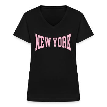 New York - Frauen-T-Shirt mit V-Ausschnitt - Schwarz - Vorne - Lela (165cm)