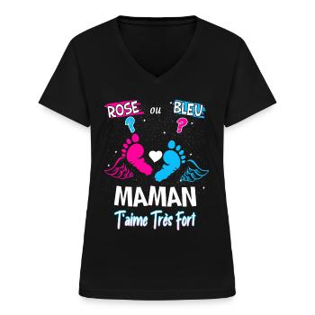 Fille ou garçon Annonce sexe bébé - T-shirt col V Femme - noir - Devant - Lela (165cm)