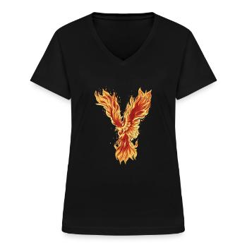 Feuer Phoenix - Frauen-T-Shirt mit V-Ausschnitt - Schwarz - Vorne - Lela (165cm)
