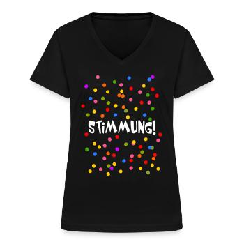 Stimmung Konfetti Fasching Karneval Silvester bunt - Frauen-T-Shirt mit V-Ausschnitt - Schwarz - Vorne - Lela (165cm)