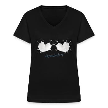 Lait maternel - allaitement - allaitement - T-shirt col V Femme - noir - Devant - Lela (165cm)