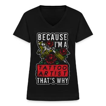 Tattoo Tätowierung Ink Kunst - Frauen-T-Shirt mit V-Ausschnitt - Schwarz - Vorne - Lela (165cm)