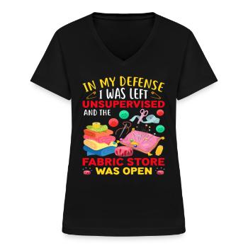 Funny Quilting Poison - Women's V-neck T-shirt - black - Front - Lela (165cm)