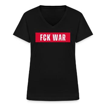 Fck War Fuck War Déclaration de paix Dire - T-shirt col V Femme - noir - Devant - Lela (165cm)