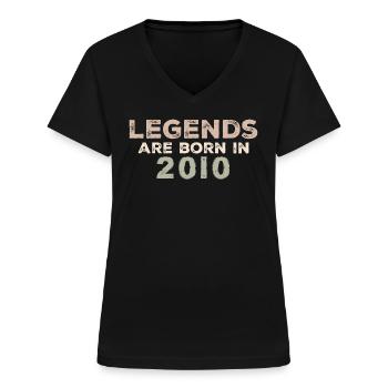 Legenden 2010 Jahrgang Retro Geburtstag Original - Frauen-T-Shirt mit V-Ausschnitt - Schwarz - Vorne - Lela (165cm)