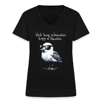 Nich lang schnacken Kopp in Nacken - Frauen-T-Shirt mit V-Ausschnitt - Schwarz - Vorne - Lela (165cm)