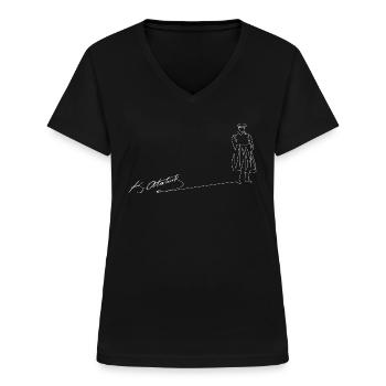 Atatürk Line Art Atatürk Unterschrift Geschenk - Frauen-T-Shirt mit V-Ausschnitt - Schwarz - Vorne - Lela (165cm)