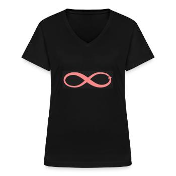 Hotwife oändlighet rosa symbol - T-shirt med V-ringning dam - svart - Fram - Lela (165cm)
