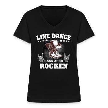 Line Dance Linedance Rocken Cowboystiefel - Frauen-T-Shirt mit V-Ausschnitt - Schwarz - Vorne - Lela (165cm)