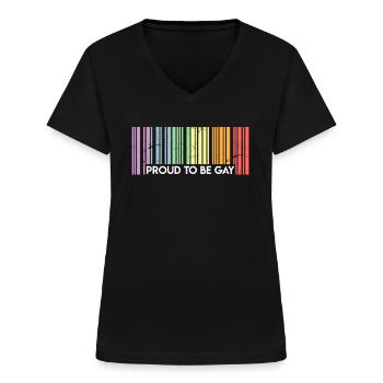 Schwulen Spruch Proud to be Gay Schwulen Geschenk - Frauen-T-Shirt mit V-Ausschnitt - Schwarz - Vorne - Lela (165cm)