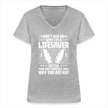 Sauveteur sauvetage aquatique sauveteur - T-shirt col V Femme - gris chiné - Devant - Lela (165cm)