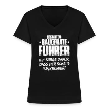 Baugeräteführer Kranführer Baggerfahrer Baugeräte - Frauen-T-Shirt mit V-Ausschnitt - Schwarz - Vorne - Lela (165cm)