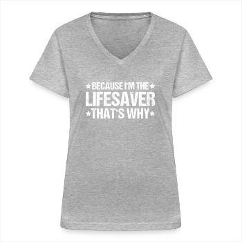 Sauveteur sauvetage aquatique sauveteur - T-shirt col V Femme - gris chiné - Devant - Lela (165cm)