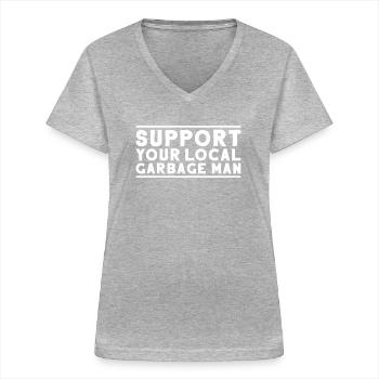 Spécialiste du recyclage et de la gestion des déchets - T-shirt col V Femme - gris chiné - Devant - Lela (165cm)