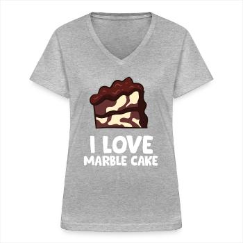 Marble Cake - I love marble cake - Women's V-neck T-shirt - sports grey - Front - Lela (165cm)
