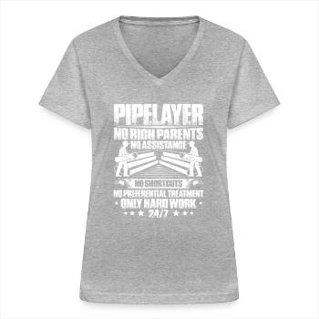 Rohrleitungsbauer Rohrleitungsbau Pipelayer - Frauen-T-Shirt mit V-Ausschnitt - Grau meliert - Vorne - Lela (165cm)