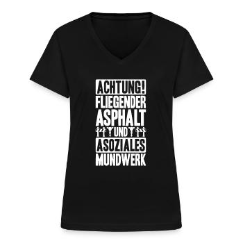 Straßenbauer Asphaltbauer Straßenbau - Frauen-T-Shirt mit V-Ausschnitt - Schwarz - Vorne - Lela (165cm)