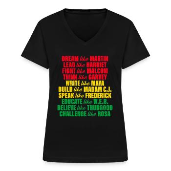Black History Martin Luther King Geschichte Afrika - Frauen-T-Shirt mit V-Ausschnitt - Schwarz - Vorne - Lela (165cm)