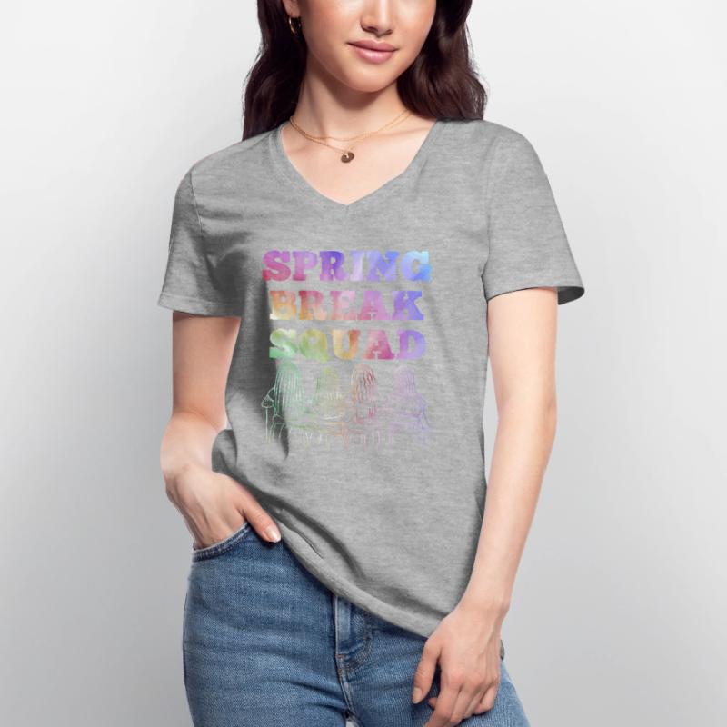 Spring Break Squad Sommerferie Spring Break Klassisk T-skjorte med V-hals for kvinner