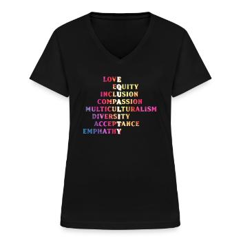 Inclusion, acceptance, handicap, solidarity - Women's V-neck T-shirt - black - Front - Lela (165cm)