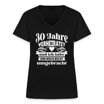 Ehefrau 30. Hochzeitstag Perlenhochzeit - Frauen-T-Shirt mit V-Ausschnitt - Schwarz - Vorne - Lela (165cm)