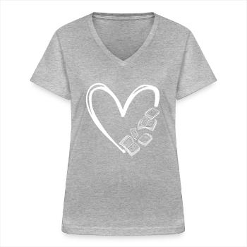 Amateur de livres Book Heart Bookworm Book lover - T-shirt col V Femme - gris chiné - Devant - Lela (165cm)