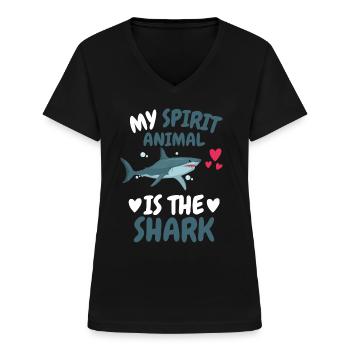 Mein spirituelles Tier Ozean Tier Geschenk Hai - Frauen-T-Shirt mit V-Ausschnitt - Schwarz - Vorne - Lela (165cm)