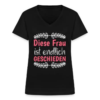 Scheidungsparty geschiedene Frauen Endlich - Frauen-T-Shirt mit V-Ausschnitt - Schwarz - Vorne - Lela (165cm)