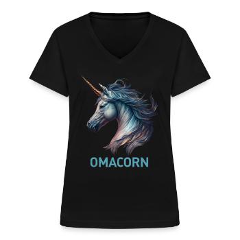 Oma Einhorn Muttertag Fans Grandma Omi - Frauen-T-Shirt mit V-Ausschnitt - Schwarz - Vorne - Lela (165cm)