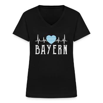 Bayern Bayerische Tradition Freistaat Bayern - Frauen-T-Shirt mit V-Ausschnitt - Schwarz - Vorne - Lela (165cm)