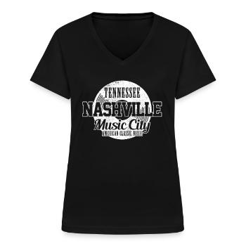 Nashville Tennessee Country Musik - Frauen-T-Shirt mit V-Ausschnitt - Schwarz - Vorne - Lela (165cm)