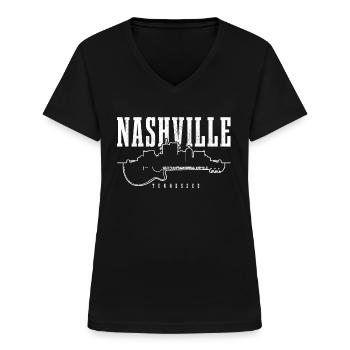 Nashville Tennessee Country Musik - Frauen-T-Shirt mit V-Ausschnitt - Schwarz - Vorne - Lela (165cm)
