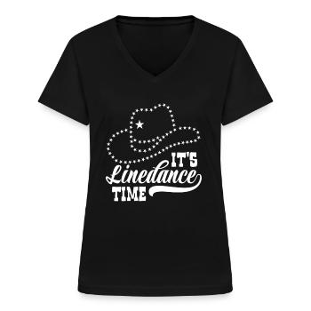 Linedance Linedancing Country Fan - Geschenk - Frauen-T-Shirt mit V-Ausschnitt - Schwarz - Vorne - Lela (165cm)