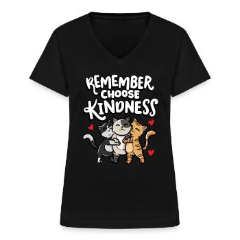 Erinnern Sie Sich Wählen Freundlichkeit Kind - Frauen-T-Shirt mit V-Ausschnitt - Schwarz - Vorne - Lela (165cm)