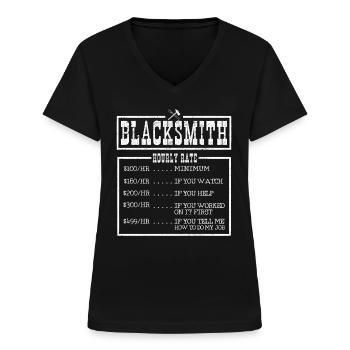 Schmieden Schmied Hufschmied Geschenk - Frauen-T-Shirt mit V-Ausschnitt - Schwarz - Vorne - Lela (165cm)
