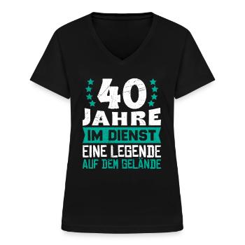 40 Jahre im Dienst Eine Legende auf dem Gelände - Frauen-T-Shirt mit V-Ausschnitt - Schwarz - Vorne - Lela (165cm)