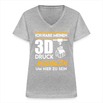 L’imprimante 3D a arrêté mon impression 3D - T-shirt col V Femme - gris chiné - Devant - Lela (165cm)