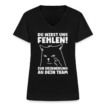Letzter Arbeitstag Du Wirst uns Fehlen Abschied - Frauen-T-Shirt mit V-Ausschnitt - Schwarz - Vorne - Lela (165cm)