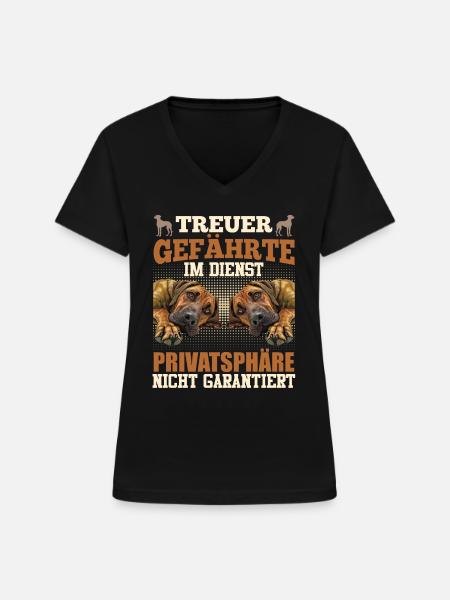 Rhodesian Ridgeback LOYAL COMPANION Ridgebacks - Frauen-T-Shirt mit V-Ausschnitt - Schwarz