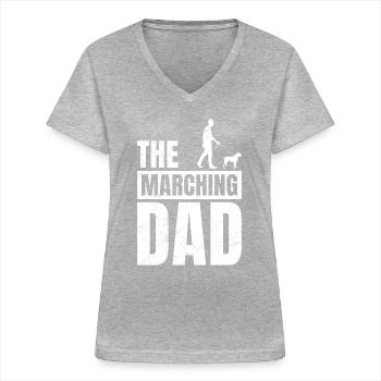 Boxeur allemand LE PAPA QUI MARCHE Drôle - T-shirt col V Femme - gris chiné - Devant - Lela (165cm)