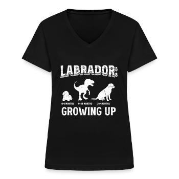 LABRADOR: Crescere Amanti del Labrador Labrador - Maglietta da donna con scollo a V - nero - Fronte - Lela (165cm)