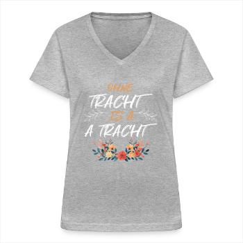 Today without Dirndl Replacement Dirndl Women - Women's V-neck T-shirt - sports grey - Front - Lela (165cm)