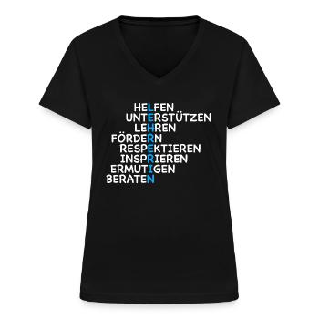 Lehrerin ist mehr als ein Beruf - Frauen-T-Shirt mit V-Ausschnitt - Schwarz - Vorne - Lela (165cm)